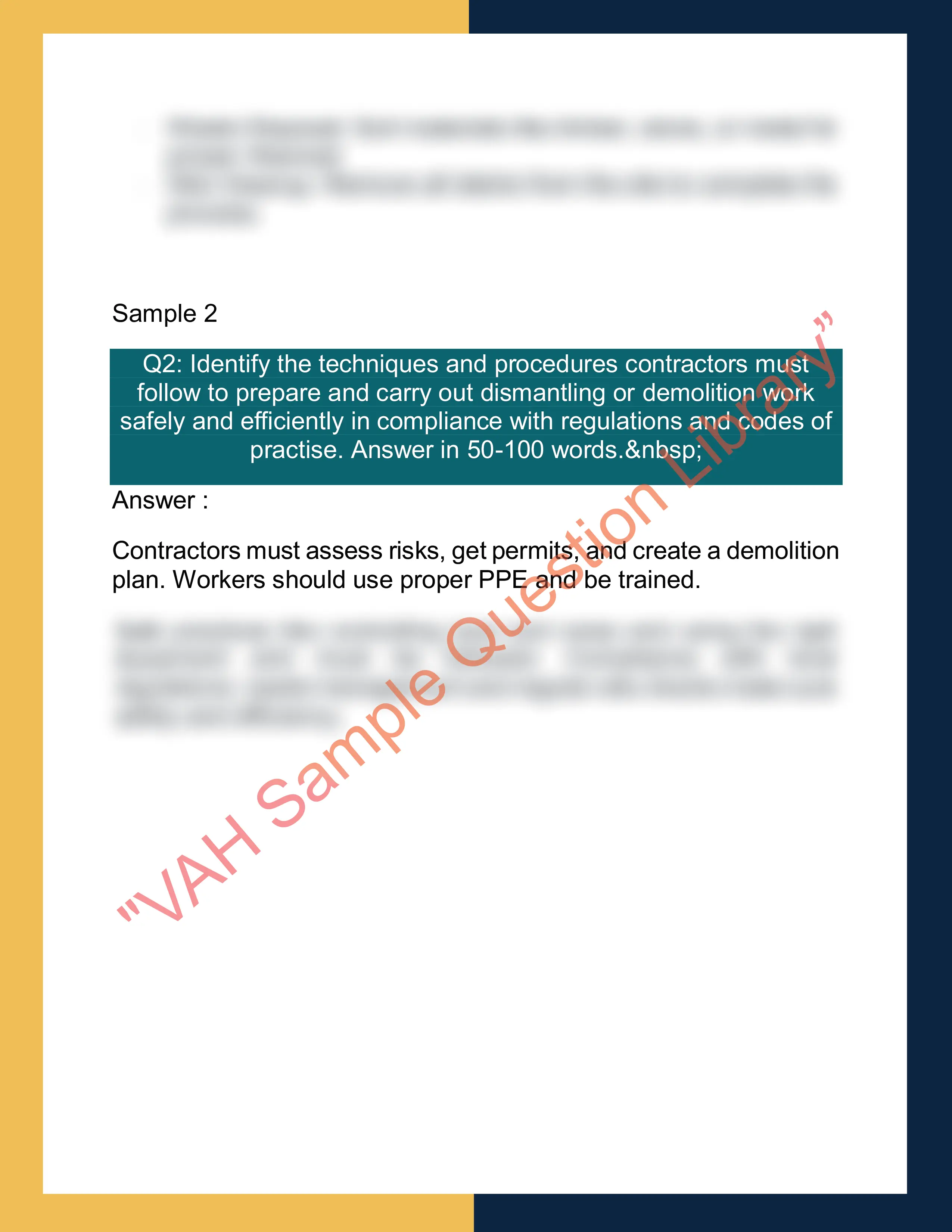 Sample Solution for CPCCCA3001 - Carry out general demolition of minor building structures 4